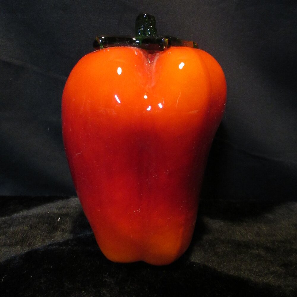 Vintage Handblown Glass Red Pepper - Glass Vegetable - Kitchen Decor